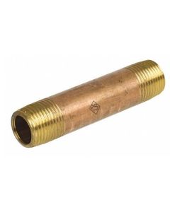 Smith-Cooper 4385011700 3/4" MNPT x 6" TBE Brass Pipe Nipple Sch 40