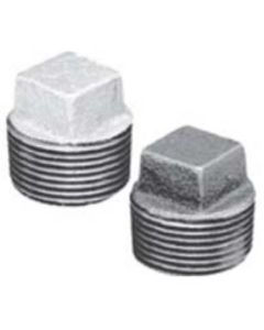 Malleable Fittings ZMGPL04 quare Head Pipe Plug, 3/4 in, MNPT, 150 lb, Malleable Iron, Galvanized, Import