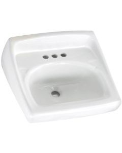 American Standard 0355.012.020 White Vitreous China D Shaped Wall Mount Lavatory Sink With Wall Hanger, 18-1/4 IN X 20-1/2 IN X 12-1/8 IN