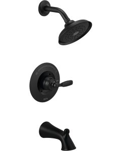 Delta T14432-BL Woodhurst 1-Handle Wall Mount Tub and Shower Trim Kit in Matte Black