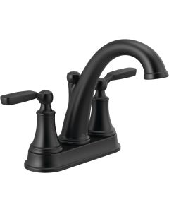 Delta 2532LF-BLMPU Woodhurst 4 in. Centerset 2-Handle Bathroom Faucet with Metal Drain Assembly in Matte Black
