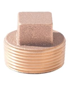 Brass Ftg XNL117-08 Cored Square Head Plug, 1/2 in Nominal, MNPT End Style, 125 lb, Brass, Rough