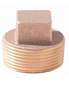Brass Ftg XNL117-32 Cored Square Head Plug, 2 in Nominal, MNPT End Style, 125 lb, Brass, Rough, Import