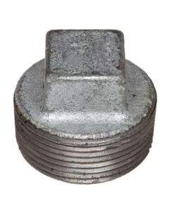 Malleable Fittings ZMGPL07 Square Head Pipe Plug, 1-1/2 in Nominal, Thread End Style, 150 lb, Malleable Iron, Galvanized, Import