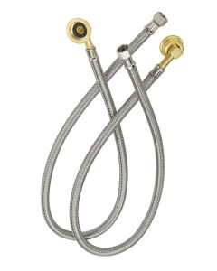 Krowne 21-443L E-Z Install 3/8" Wall Mount Faucet Water Line Kit With S/S Hoses, 22" Long   