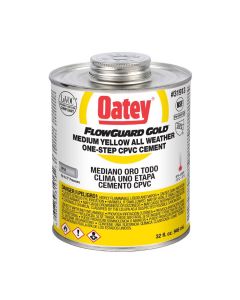 Oatey 31913 FlowGuard Gold 1-Step All Weather CPVC Cement, 32 oz, Translucent Liquid, Yellow, 0.94