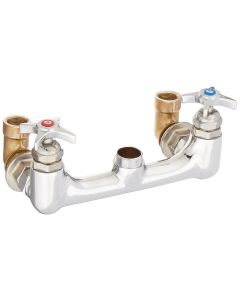 T&S Brass Faucets B-0290-LN Swivel Outlet 8-Inch Wall Mount Big-Flo Mixing Faucet with Inlet Elbows