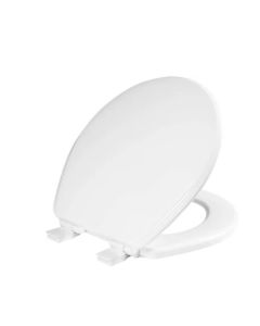Church 600E4-000 Ashland Round Whisper Close Wood Closed Front With Cover Toilet Seat With Easy Clean & Change Hinge White