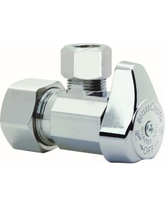 BrassCraft G2CR19XC 1/4-Turn Water Stop, Angle Valve, 1/2 inch Nominal Compression x 3/8 inch OD Compression